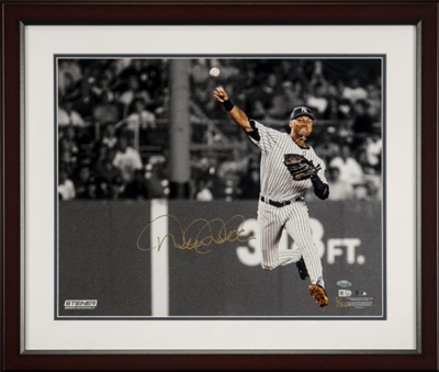 Derek Jeter Limited Edition Signed and Framed “Jump Throw” 16 x 20 Photo - MLB and Steiner Authenticated